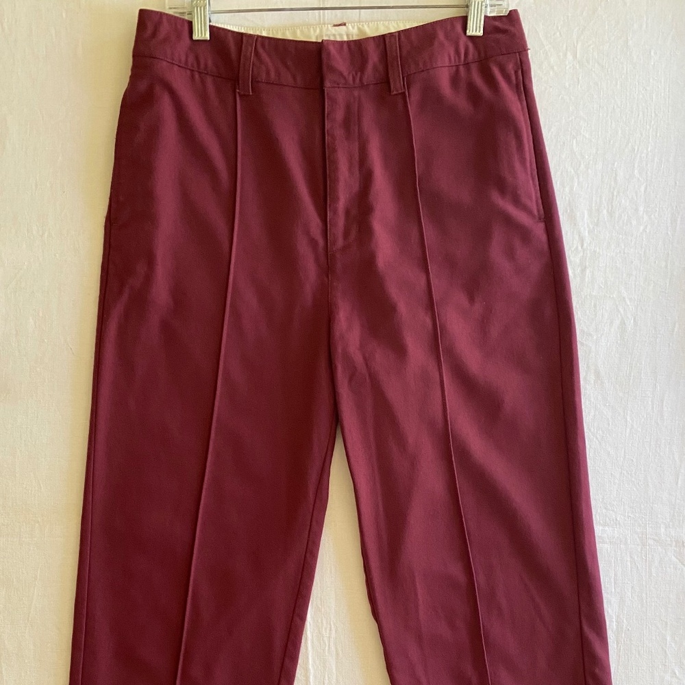 Brixton Women's Size 30 Maroon Lounge Casual Pant w/ Pleat Ankle Cut